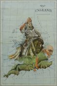 A St Stephen's Review Presentation Cartoon of 'A Modern St George and the Dragon!!!' map of England,
