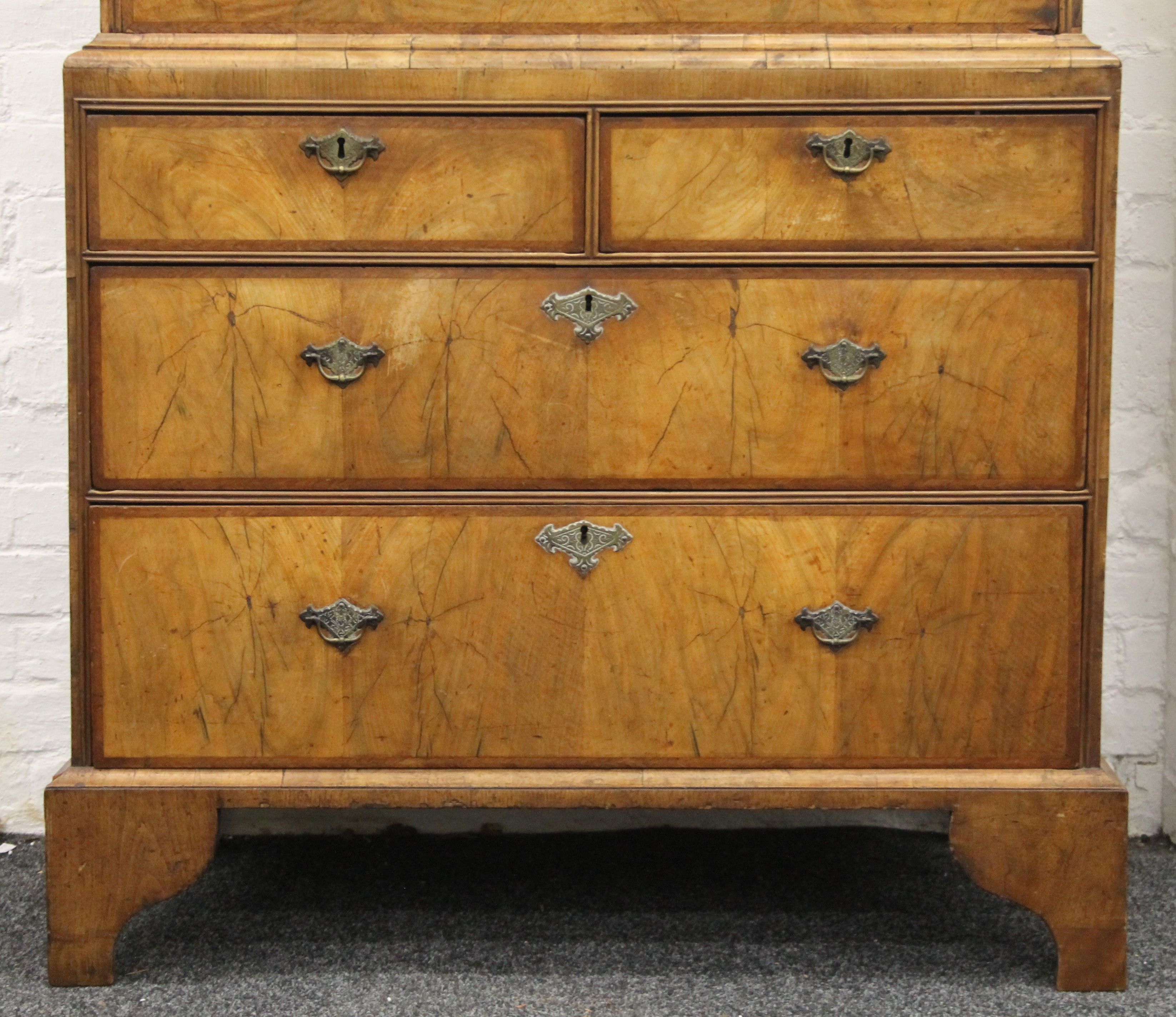 An 18th century walnut chest on chest. 103 cm wide x 180 cm high. - Image 2 of 14
