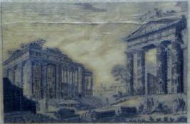 A 19th century silkwork picture of classical ruins, framed and glazed. 40 x 53 cm overall.