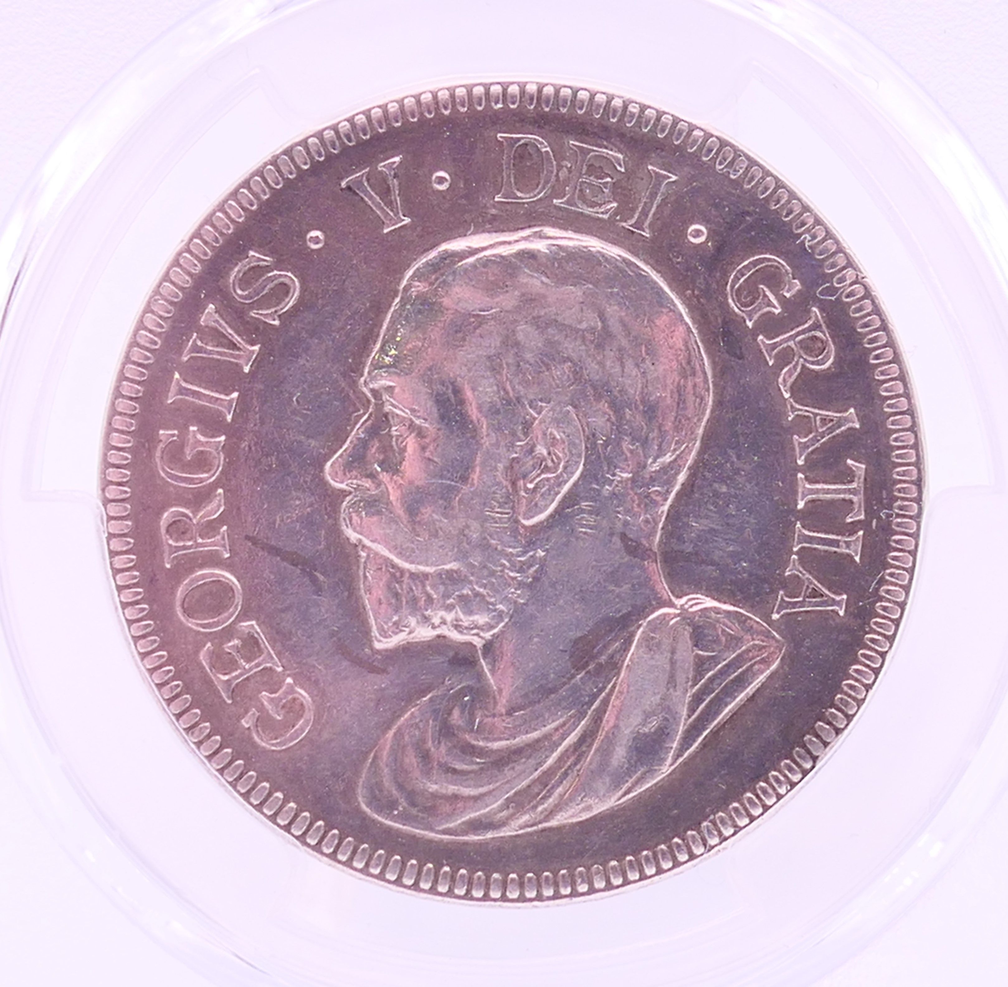 A George V 1911 pattern silver double florin, slabbed by P.C.G.S Rarity 2 Grade PR50. - Image 4 of 4