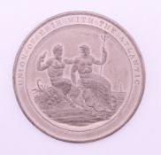 An 1825 medallion commemorating the completion of the Erie Canal in 1825. 8 cm diameter.