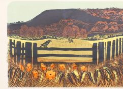 ROBERT TAVENER (1920-2004) British (AR), 'Harvesting Near Glyndebourne Sussex No 2', artist's proof,
