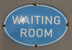 A 'Waiting Room' enamel sign. 30 cm wide.