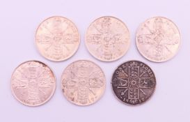 Six silver florins. 67.6 grammes.