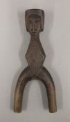 An African tribal carved wooden catapult. 17.5 cm high.