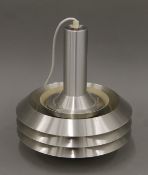 A mid-century East German aluminium hanging light. 30 cm high.