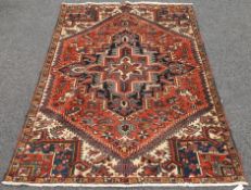 A Persian handmade Heriz carpet. 246 x 160 cm.