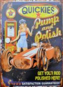 A tin 'Quickies' sign. 50 x 70 cm.