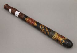 A Victorian painted wooden policeman's truncheon. 41.5 cm long.