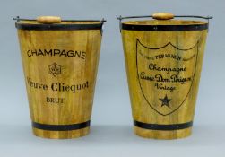 A pair of wooden 'Champagne' buckets. Each 40 cm high.