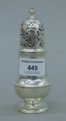 An 18th century George I silver sugar caster, London 1722. 12.5 cm high. 114.4 grammes.