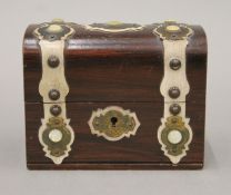 A small Victorian mother-of-pearl mounted casket. 13 cm wide.