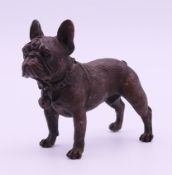 A bronze of a French bulldog. 7 cm long.