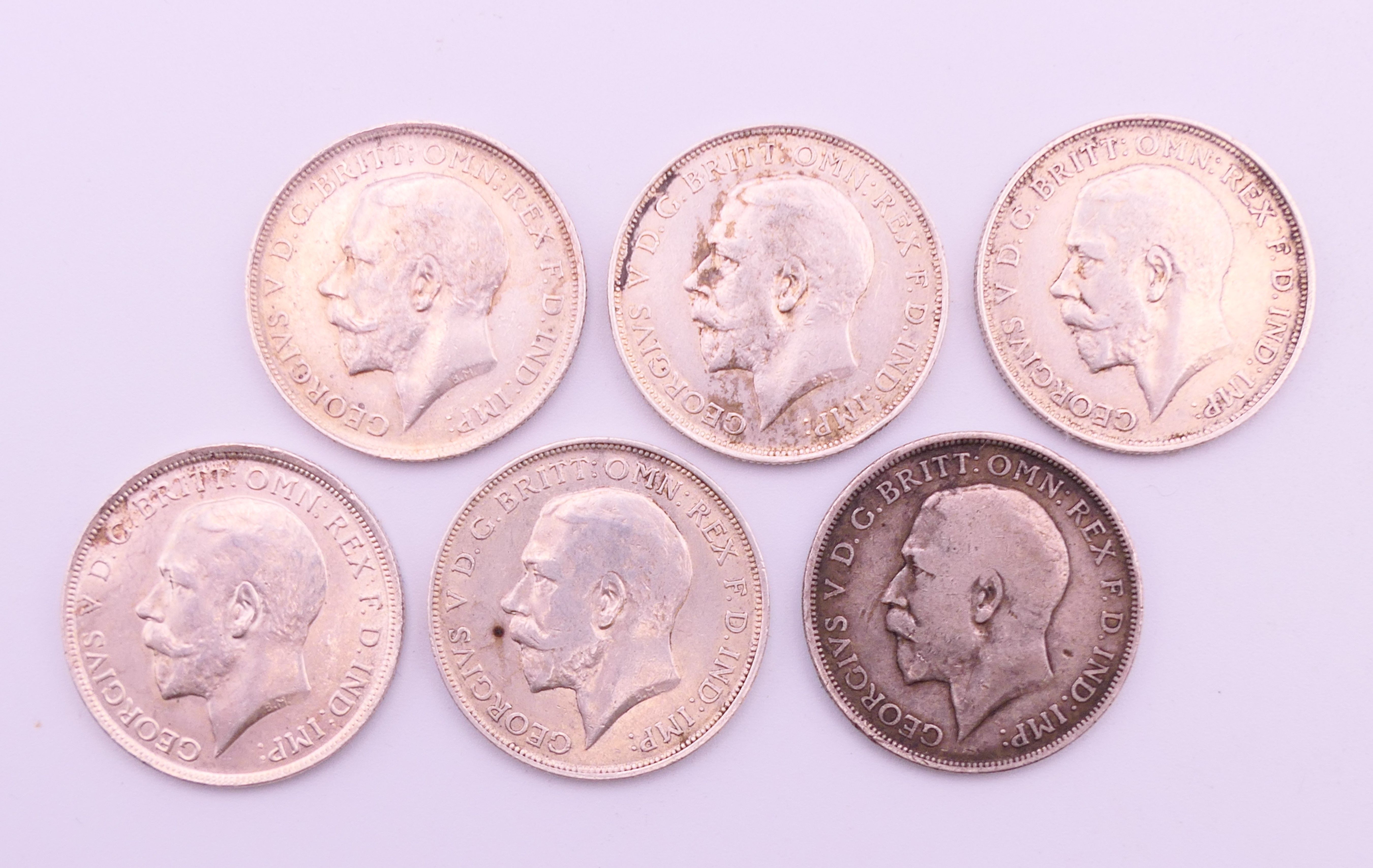 Six silver florins. 67.6 grammes. - Image 2 of 3