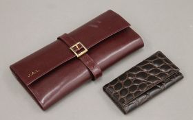 A Giorgio Fedon leather key wallet (boxed) and a leather jewellery wallet. The latter 22 cm wide.