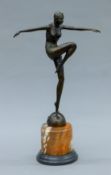 An Art Deco-style bronze of a dancing girl. 56 cm high.
