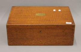 An early 20th century vacant oak cutlery canteen. 47 cm wide.