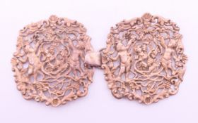 A Victorian silver belt buckle. 12 cm wide. 52 grammes.