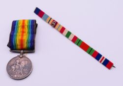 A WW I British war medal awarded to 47001 Pte C V Morgan Royal Scots Fusiliers.