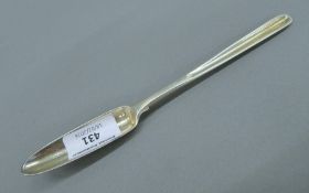 A George III silver marrow scoop. 21 cm long. 54.4 grammes.