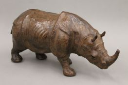A vintage leather rhino (Liberty of London). 50 cm long.