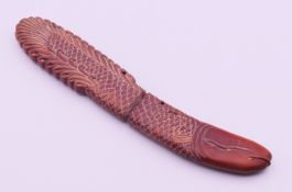 A hardwood fish knife. 18 cm long.
