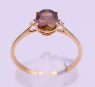 A Gemporia boxed 10 K gold dress ring. Ring size R/S 1.4 grammes total weight.