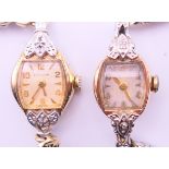 Two boxed Bulova ladies' wristwatches. The larger 1.5 cm wide.