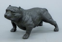 A bronze bulldog. 19 cm long.