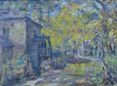 ROWLAND H HILL, The Old Watermill, oil on canvas, signed, framed. 24 x 31.5 cm.