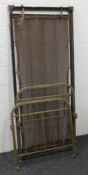 A Victorian single brass bed. 76 cm wide.