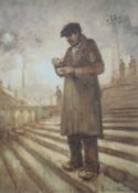 PETER KNOX, Half Time Warmer, limited edition print, numbered 63/195, signed, framed. 39.5 x 27.
