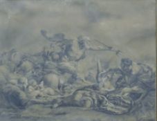 After FRANCOIS BOUCHER, Neptune Rescuing Amymone from a Satyr, print, framed. 38 x 48 cm.