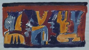 LOUIS LATAPIE (1891-1972) French, Untitled abstract, ink and watercolour, signed, framed and glazed.