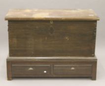 An early/mid 20th century Eastern trunk on stand. 120 cm wide x 90 cm high.