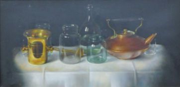 PAKSY, Still Life, oil on canvas, framed. 39.5 x 80.5 cm.