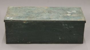A Victorian green painted pine trunk. 93 cm wide.