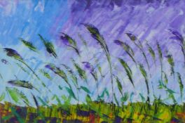 PAUL ABBOTT, Crops in the Wind, oil, framed and glazed. 24 x 36 cm.