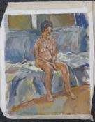 RICHARD CRABBE (1927-2010) British, Seated Female Nude, oil on canvas, dated '97,