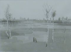 CHARLES DONKER (The Netherlands), Birches, Chinese ink, framed and glazed. 26.5 x 35.5 cm.