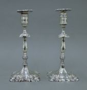 A pair of Georgian Scottish cast silver candlesticks. 24 cm high. 1677.9 grammes.