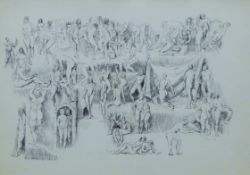 Nude Studies, pen and ink, signed O M MUNICH, framed and glazed. 37 x 53.5 cm.