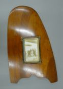 A large photograph frame made from the tip of a WWI wood propeller. 47 cm high.