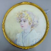 An early 20th century watercolour Portrait of Louise Violet Diana York June 1911 aged 4 Years 4