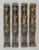 Four 19th century carved oak caryatids. Each 49.5 cm high.