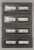 Four 18th/19th century Milanese carved bone inset drawer fronts. Each 26.5 cm wide.
