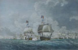 A framed naval print of The Glorious First of June 1794, framed and glazed. 72 x 92.5 cm overall.
