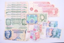 A quantity of various bank notes to include Bank of England (£1, £5 and 10 Shilling notes),