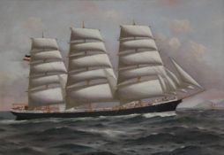 WOOLSTON BARRATT (19th/20th century) Australian, The Waltraute three-masted sailing ship,