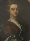 Circle of SIR PETER LELY (1618-1680) British, Portrait of a Lady Wearing a Blue Shawl,
